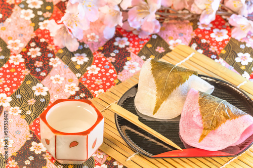 Принти на полотні Traditional Japanese wagashi confections called sakuramochi, a sweet pink-colore