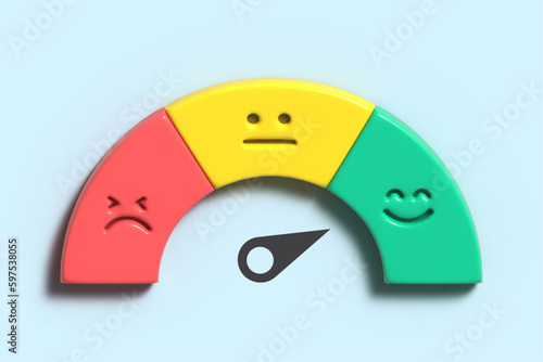 Satisfaction Rating Meter, Customer Testimonial banner, Different mood emoji, Feedback emoji slider,  facial expression emojis, Positive review,  Evaluation system, User experience, Ranking, 3D Render