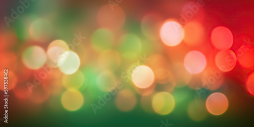 Red and green abstract bokeh background made with AI