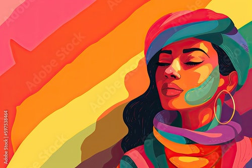 An emotive and heartfelt illustration of a person with a rainbow flag background, emphasizing the need for love and compassion in the world.