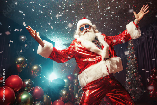 Party Santa with glitter made with AI