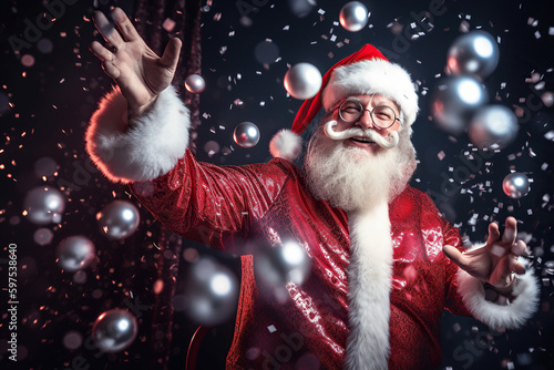 Party Santa with glitter made with AI