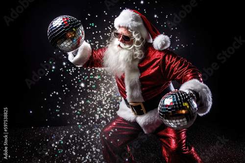 Party Santa with glitter made with AI