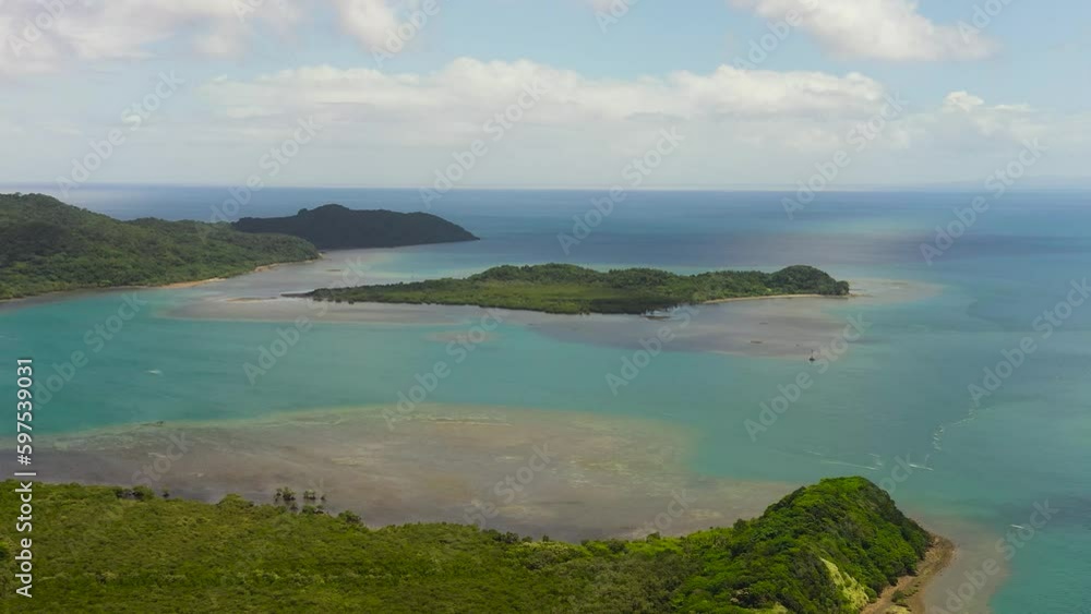 Aerial view of Island with rainforest and jungle. Palaui Island. Santa Ana, Cagayan. Philippines.