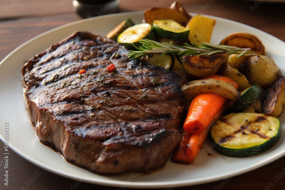 grilled steak with vegetables- Ai