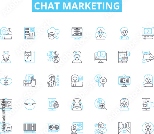 Chat marketing linear icons set. Conversational, Engagement, Personalization, Automation, Segmentation, Targeting, Conversation line vector and concept signs. Messaging,AI,Chatbot outline