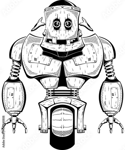 Robot Character Freehand Drawing