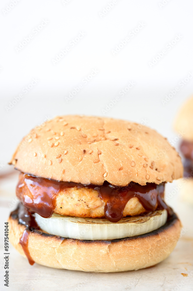 Chicken burger with bbq sauce Chicken burger with bbq sauce