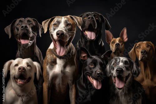 Adorable Pack of Dogs with Playful Expressions on a Vibrant Background © Georg Lösch