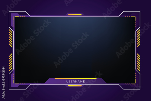 Game stream frames or panels. Futuristic frames for live gaming streamers. Twitch stream panel overlay template. Digital streaming screen interface	