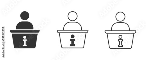 Trendy information desk flat vector icons collection. line and solid information desk icons