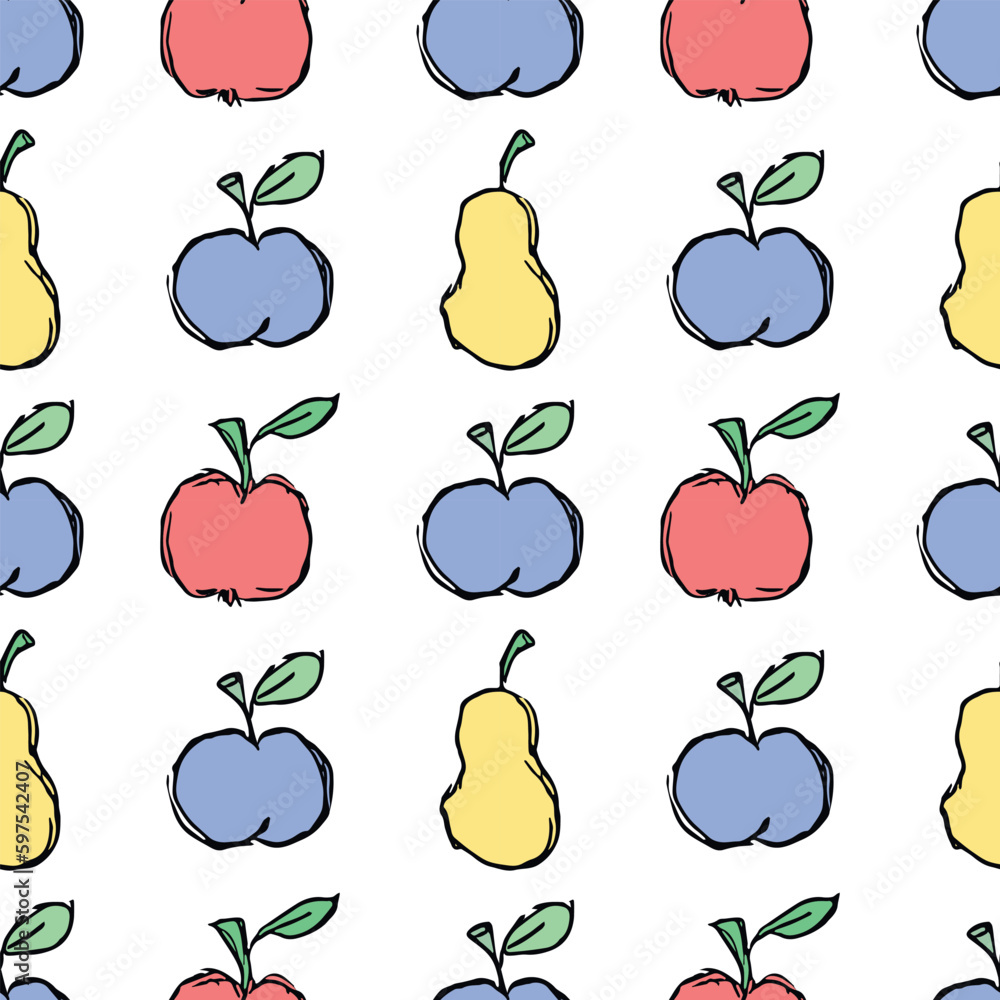 Seamless food background. Drawing food pattern Seamless food background. Drawing food pattern