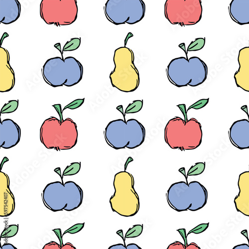 Seamless food background. Drawing food pattern