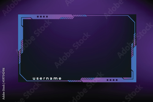 Game stream frames or panels. Futuristic frames for live gaming streamers. Twitch stream panel overlay template. Digital streaming screen interface