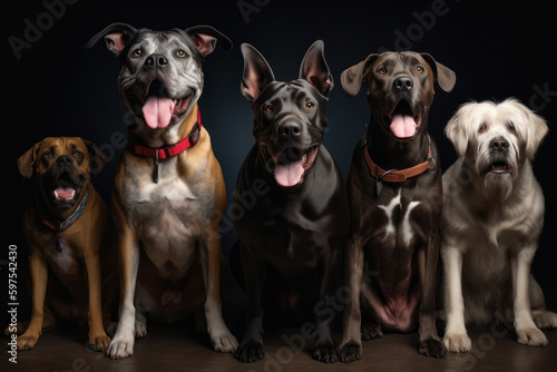 Playful Pack of Dogs with Joyful Expressions Outside