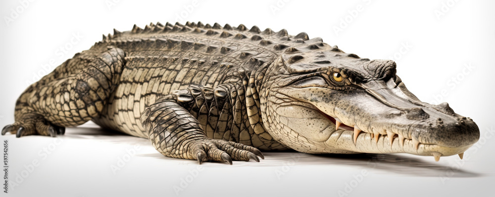 Crocodile with White Background - obrazy, fototapety, plakaty 