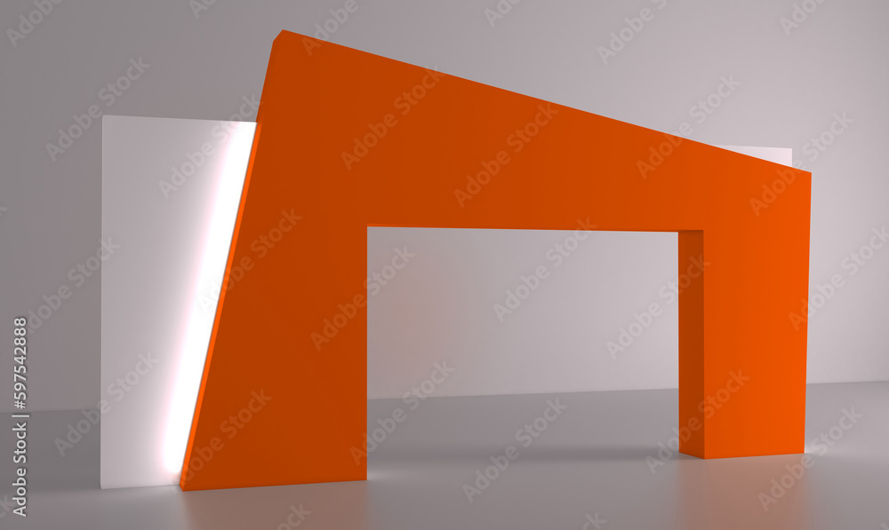 Exhibition stand Gate entrance 3D illustration with for mock up event display, arch design. 3d rendering.
