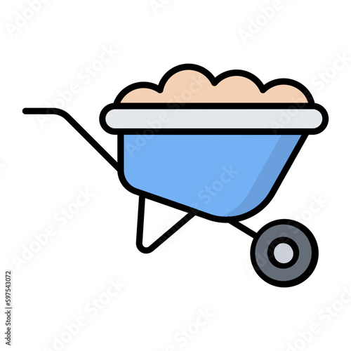 Wheelbarrow Line Color Icon