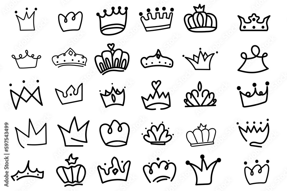 Crown Hand Drawn Style. Vector Illustration