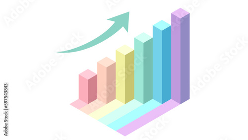 Blank company isometric column graph with arrow infographic template as vector can be used for progress  diagram  annual report  web design. Business concept