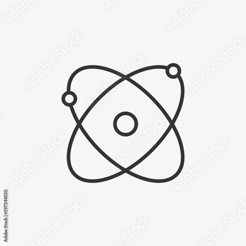Atom linear style icon design. Chemistry molecular particle element symbol