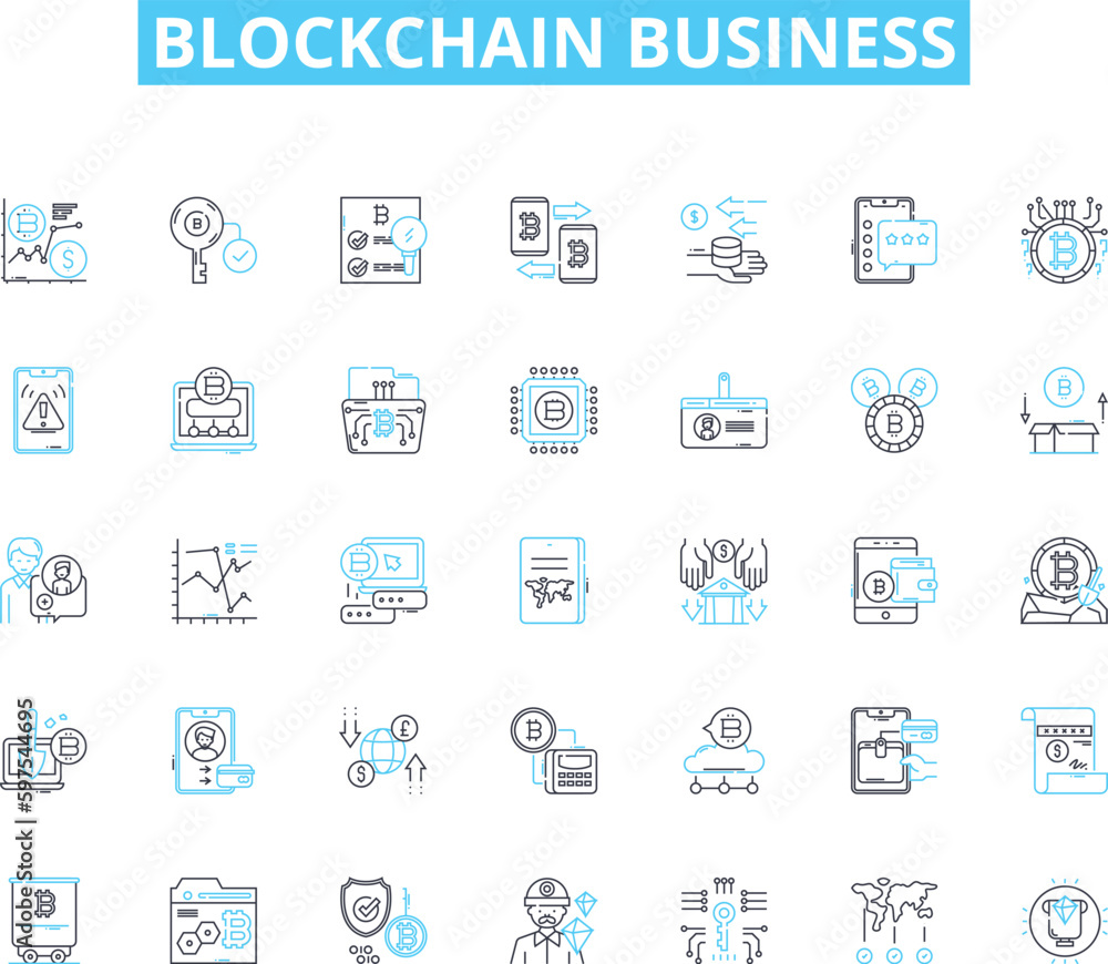 Blockchain business linear icons set. Decentralization, Cryptocurrency, Smart Contracts, Transparency, Distributed Ledgers, Cryptography, Immutable line vector and concept signs. Generative AI Blockchain business linear icons set. Decentralization, Cryptocurrency, Smart Contracts, Transparency, Distributed Ledgers, Cryptography, Immutable line vector and concept signs. Generative AI