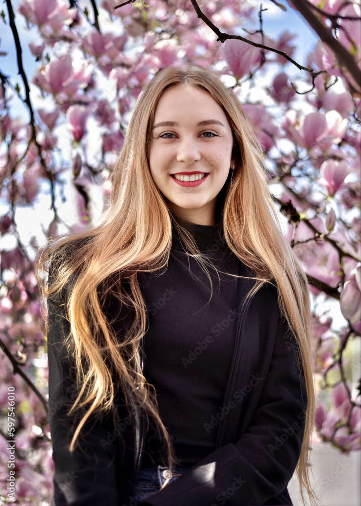 Girl with magnolia