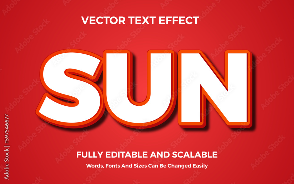 Sun Text Effect Style, Bold Editable Text Effect.