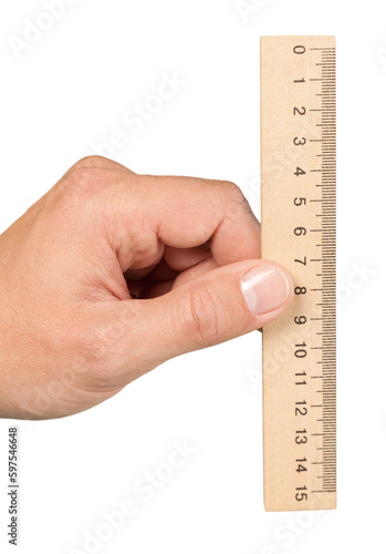 Successful confident businessmen hold a ruler