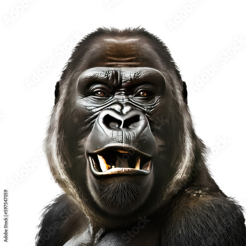 gorilla head isolated on white background © purich