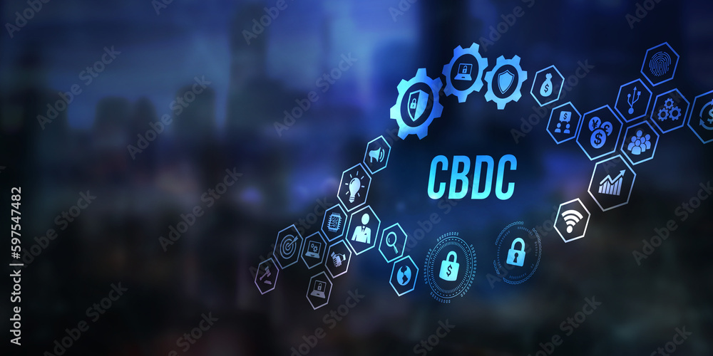Internet, business, Technology and network concept. CBDC Central Bank Digital Currency Concept. 3d illustration Internet, business, Technology and network concept. CBDC Central Bank Digital Currency Concept. 3d illustration