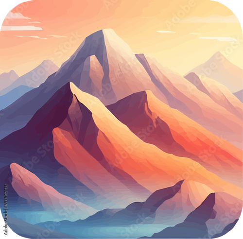 Mountain peak Landscape. Sunrise logo vector illustration