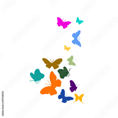 vector silhouette of a colorful butterfly