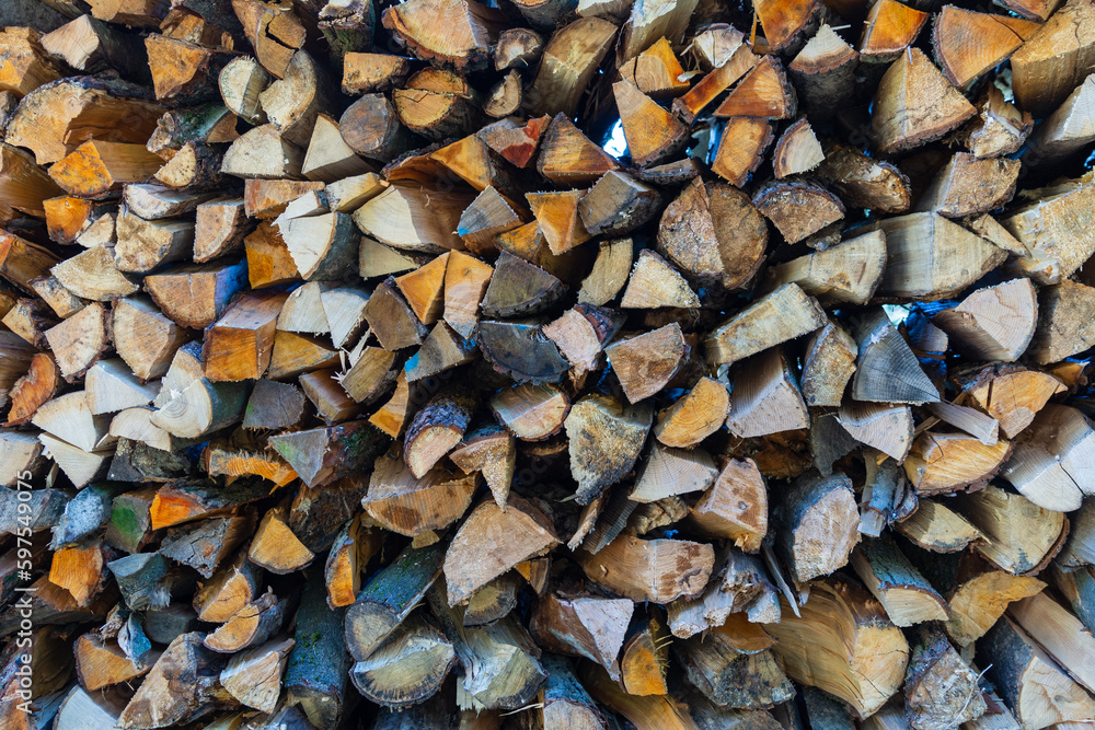 Close-up of a pile of firewood Close-up of a pile of firewood