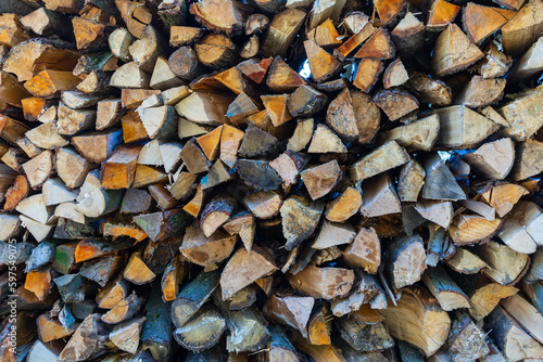 Obraz na płótnie Close-up of a pile of firewood w salonie
