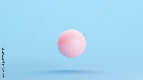 Pink Sphere Geometric Shape Solid Ball Structure Kitsch Blue Background 3d illustration render digital rendering