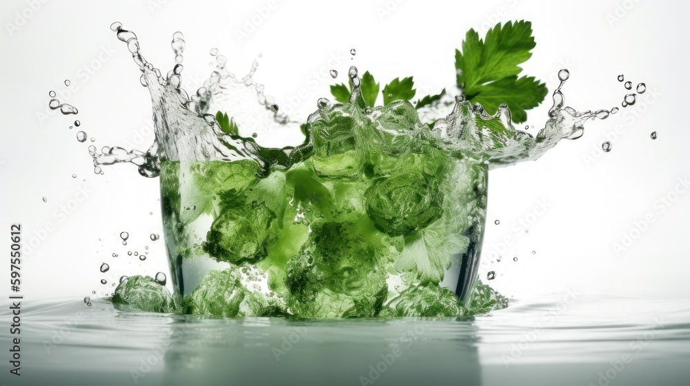 Vegetables splash into water, generative ai Vegetables splash into water, generative ai