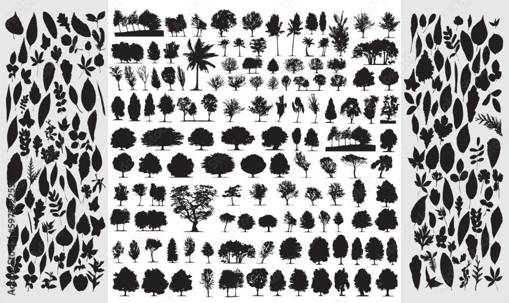 set of tree silhouettes collection set of tree silhouettes collection
