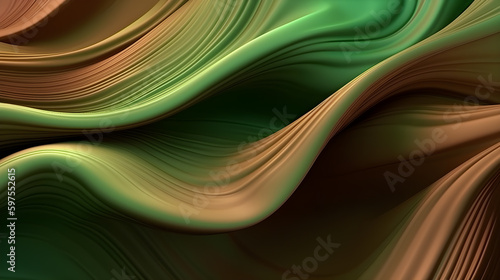 Abstract Background with 3D green Gradient Silk Fabric ,generative ai