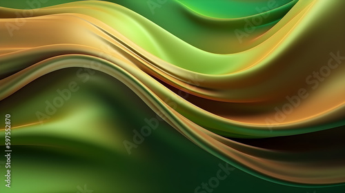 Abstract Background with 3D green Gradient Silk Fabric ,generative ai