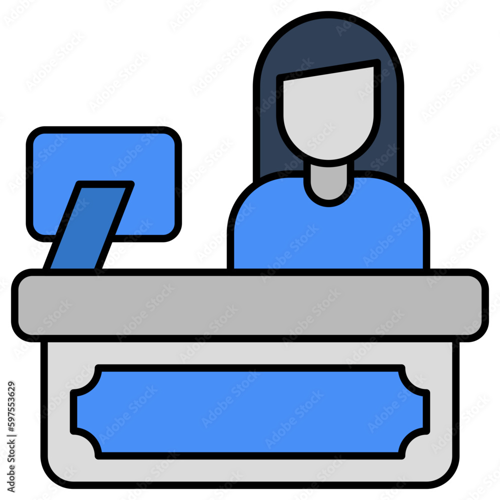 A flat design icon of receptionist A flat design icon of receptionist
