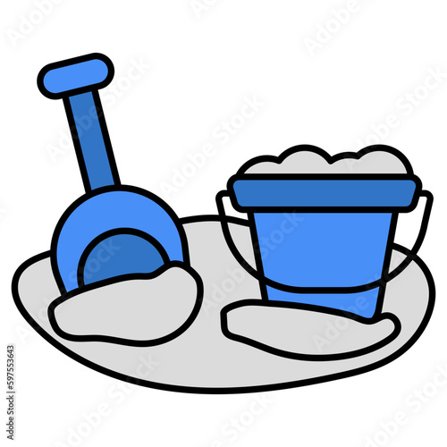 Shovel with mud and basket denoting concept of mud pail 