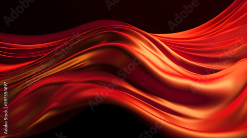 Abstract Background with 3D red Gradient Silk Fabric ,generative ai