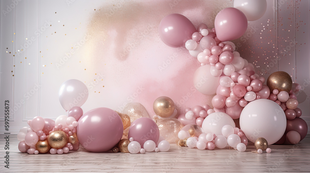 pink celebration beloons.Generative Ai pink celebration beloons.Generative Ai