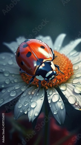 Ladybird. AI generated art illustration.