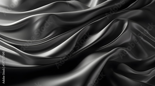 Abstract Background with 3D silver Gradient Silk Fabric  generative ai