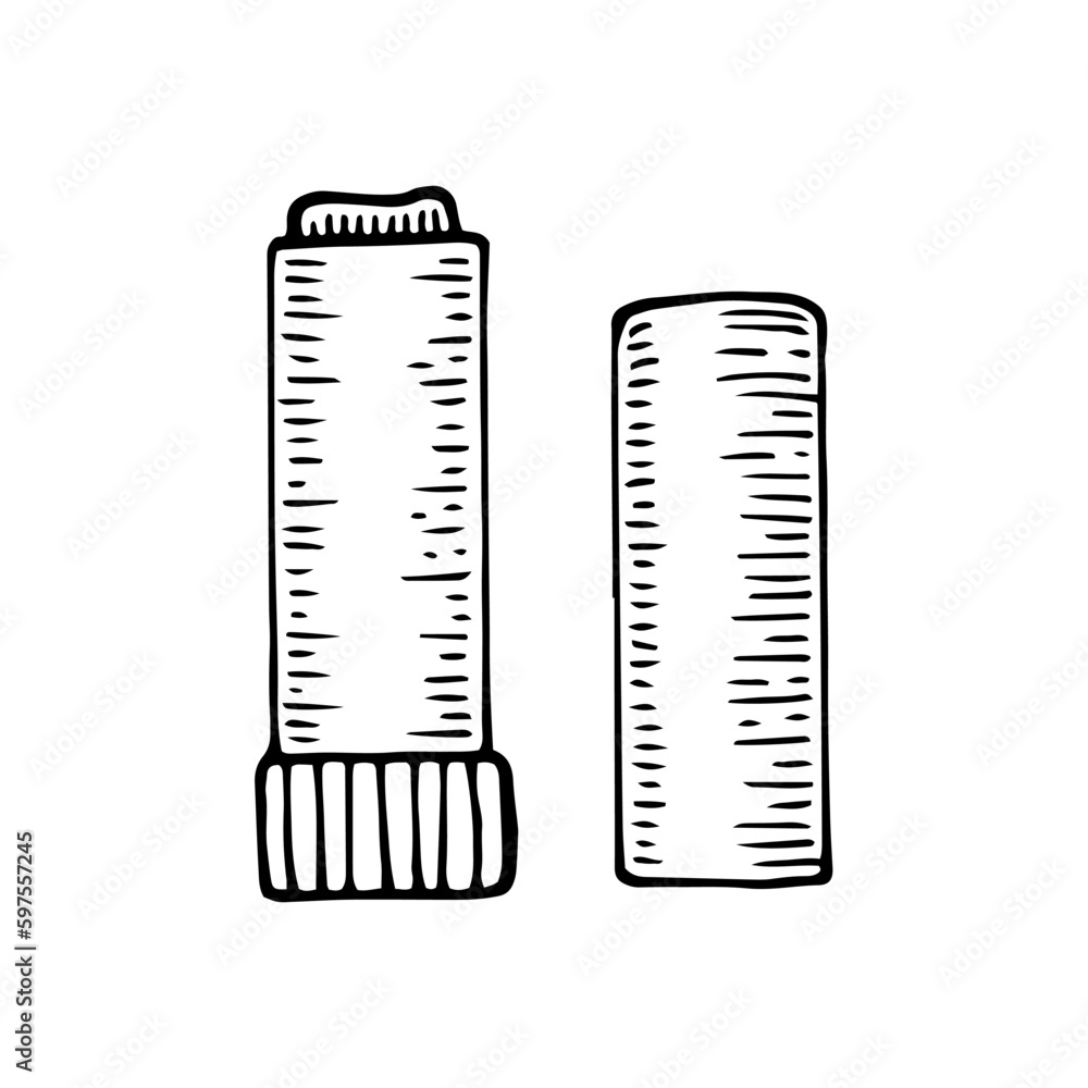 Glue stick sketch. Adhesive swivel tube pencil line art. Hand drawn doodle vector illustration. Glue stick sketch. Adhesive swivel tube pencil line art. Hand drawn doodle vector illustration.