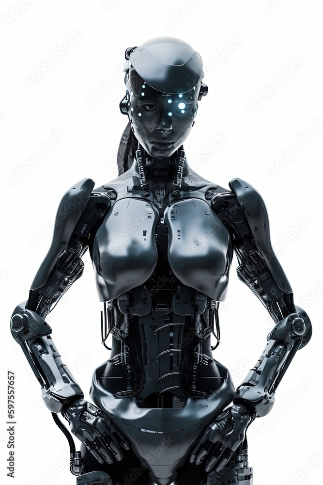 3d render of a robot. AI generated art illustration. 3d render of a robot. AI generated art illustration.