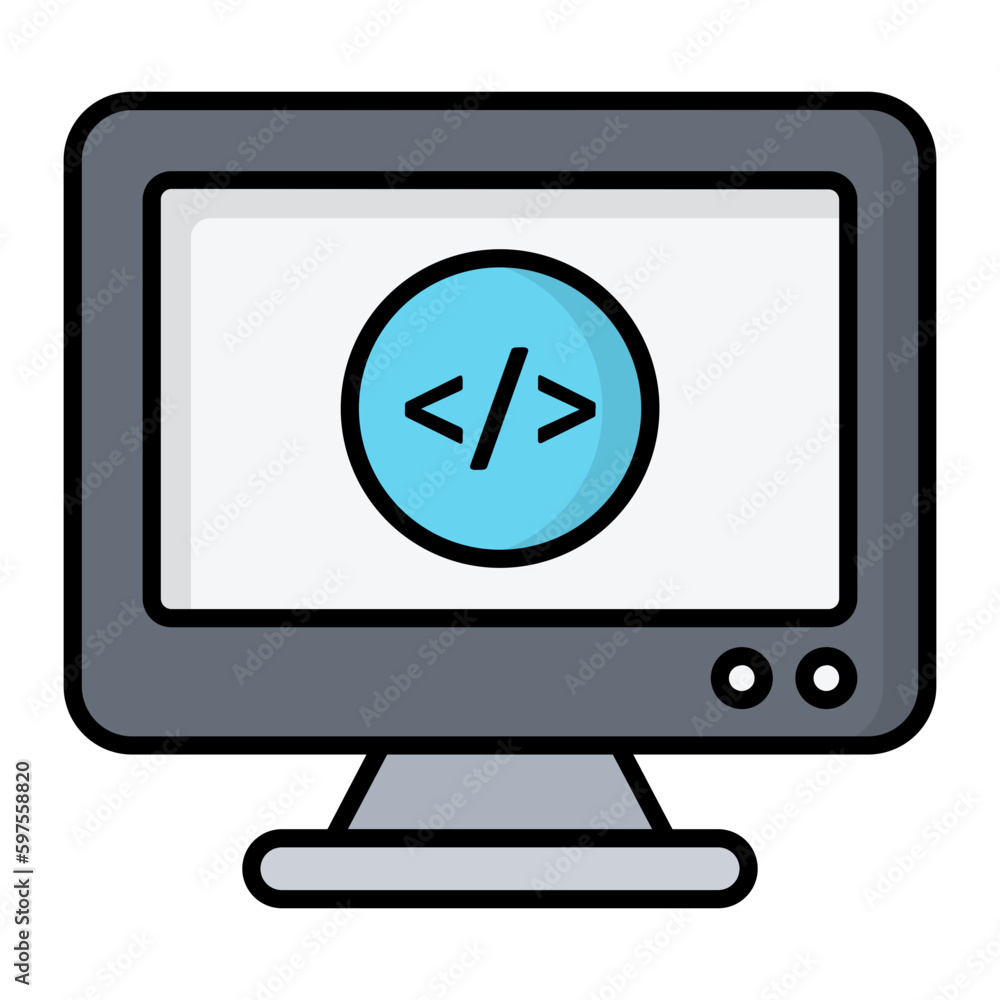 Coding Line Color Icon Coding Line Color Icon