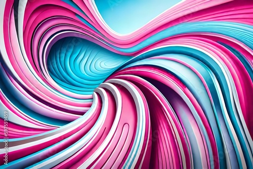 abstract wavy pink  white and blue texture background of fashionable pastel color with top view